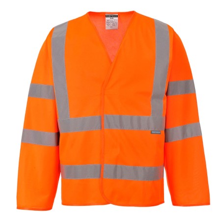 Gilet signalisation manches longues 2 bandes Orange fluo
