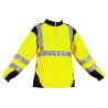 Sweat shirt col camionneur bandes segmentées Jaune fluo & Marine
