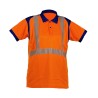 Polo Tech6 MC Bandes segmentées Orange fluo et Marine