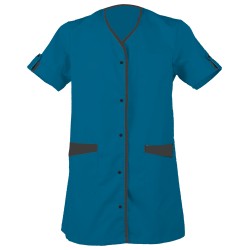 Blouse Mila Manches Courtes Tissu Romance Coloris Turquoise / Graphite