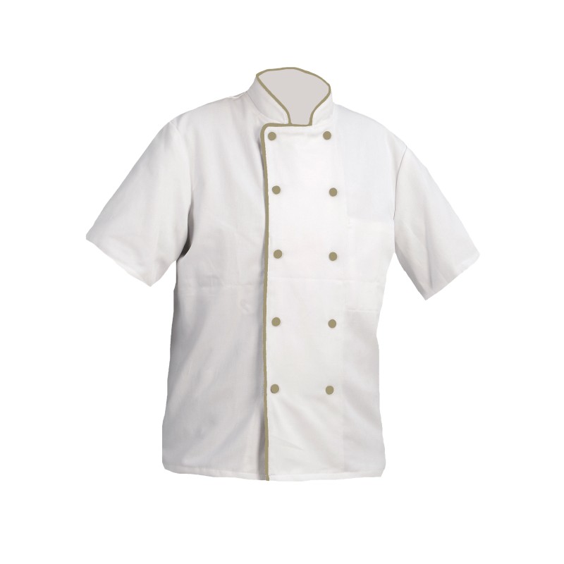 Veste cuisinier Armonia Homme Manches courtes Palace Blanc et Sable