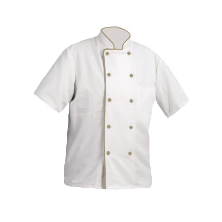 Veste cuisinier Armonia Homme Manches courtes Palace Blanc et Sable