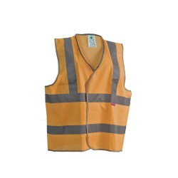 Gilet signalisation 100%Polyester 2bandes horizontales et Bret Orange