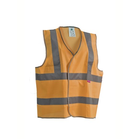 Gilet signalisation 100%Polyester 2bandes horizontales et Bret Orange