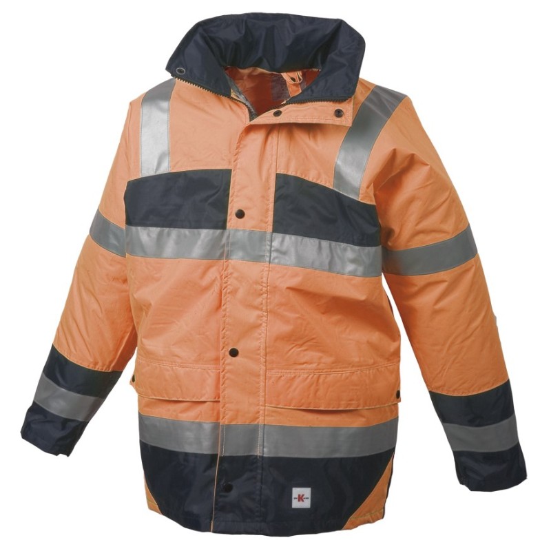 VESTE DE PLUIE RECYCLE SANCY ORANGE FLUO & MARINE