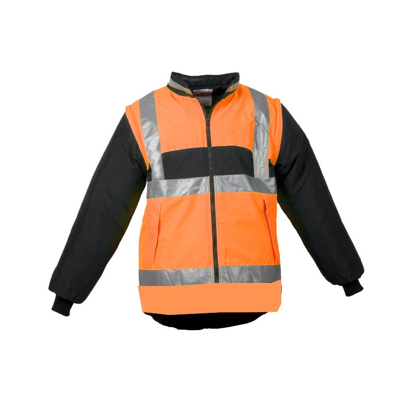 Gilet Chaud Sancy Ref 220 Tissu Lamine Orange fluo et Marine