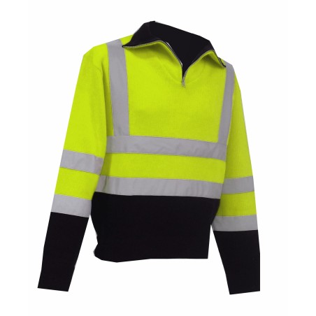 Pull HV Col camionneur Jaune fluo et Noir