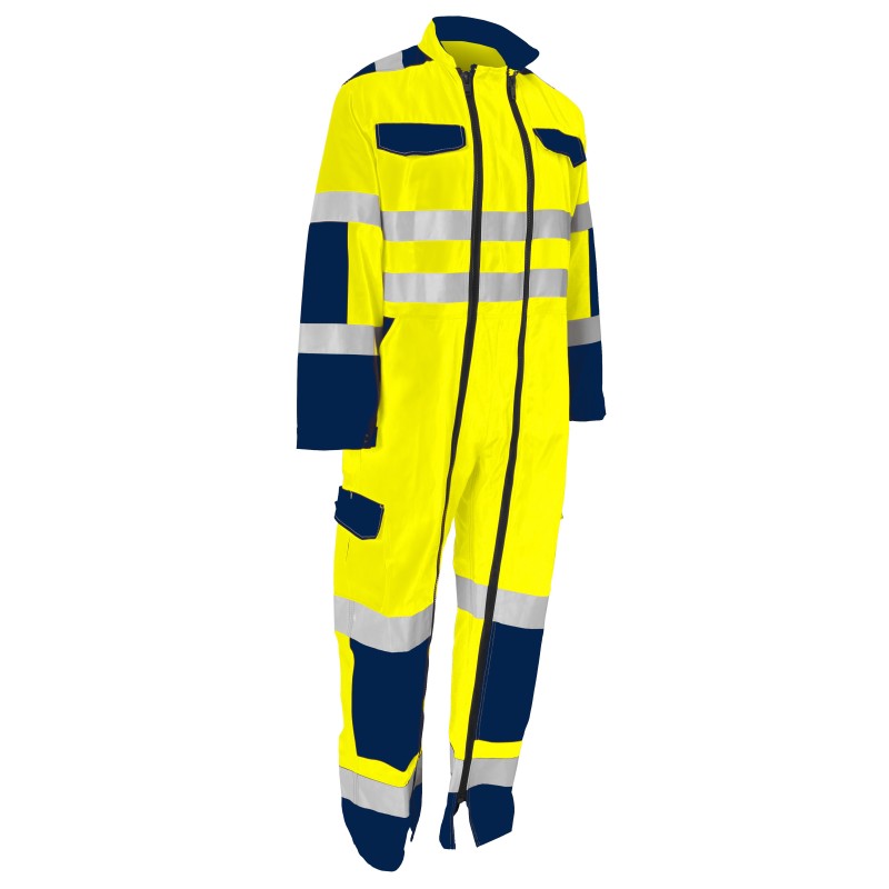 Combinaison 2 Zips FULL Protec HV Magnum Jaune fluo et Marine