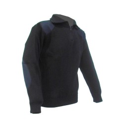 Pull col camionneur zip plastique marine
