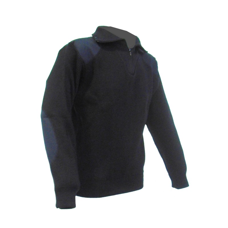 Pull col camionneur zip plastique marine