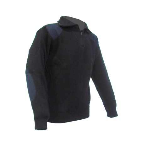 Pull col camionneur zip plastique marine