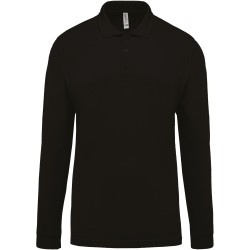 Polo manches longues 100% coton Noir