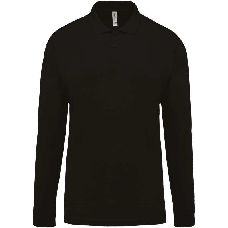 Polo manches longues 100% coton Noir