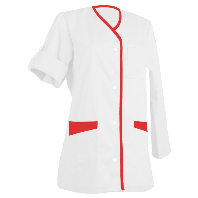 Tunique FLORA Manches Transformables coloris Blanc contrast Corail