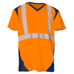 Tee-shirt SUNRISE Manches courtes Bretelles Coloris Orange fluo et Marine 