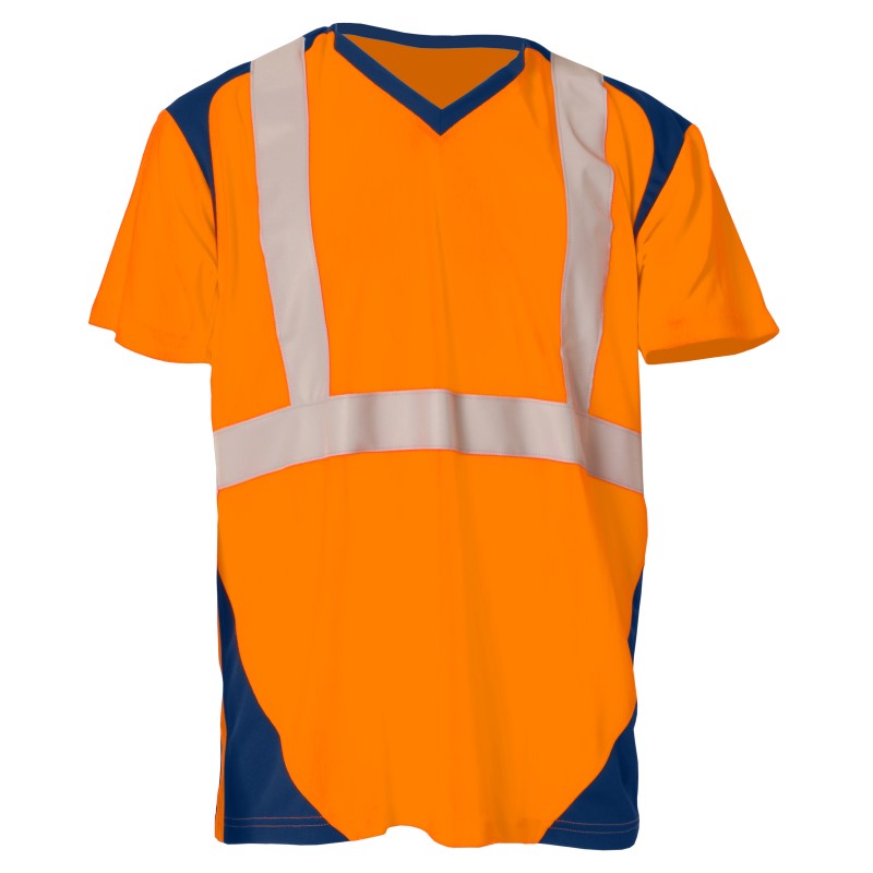 Tee-shirt SUNRISE Manches courtes Bretelles Coloris Orange fluo et Marine 