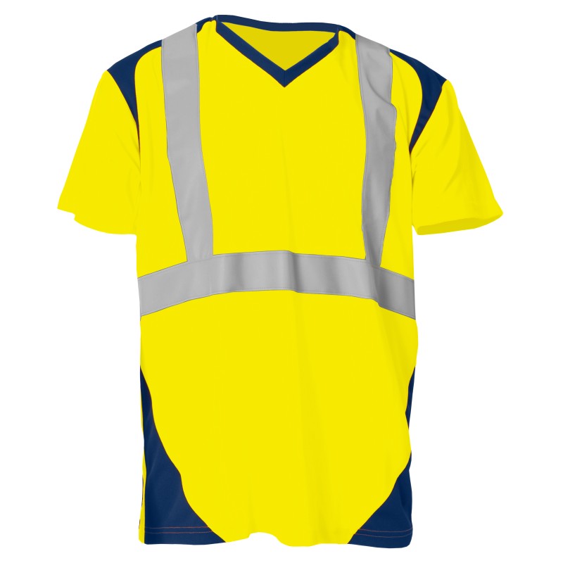 Tee Shirt Sunrise MC Jaune Fluo Et Marine