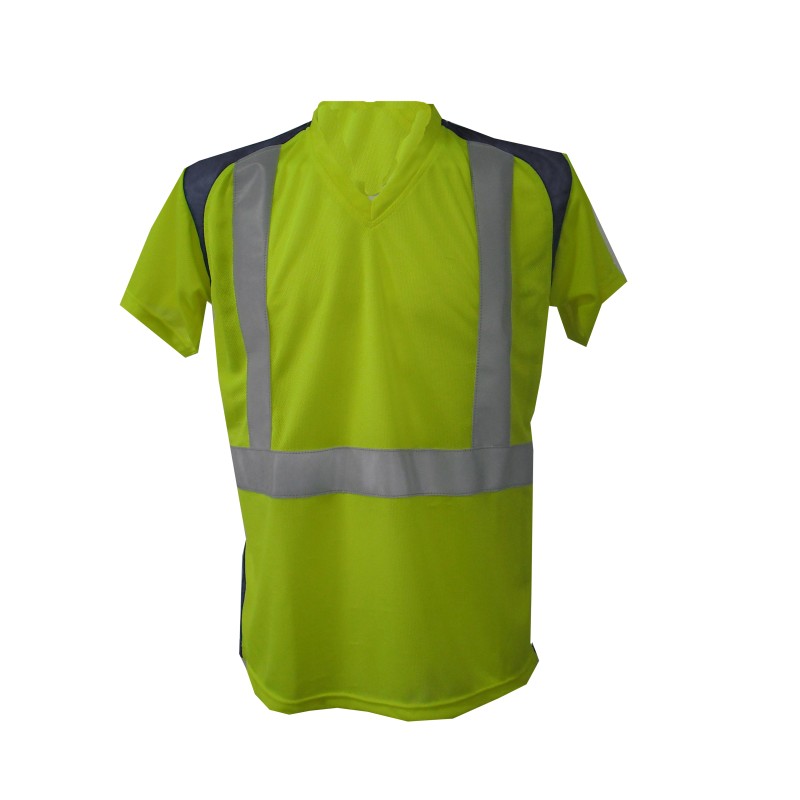 Tee shirt Tech6 MC Bandes segmentées Jaune fluo et Bugatti