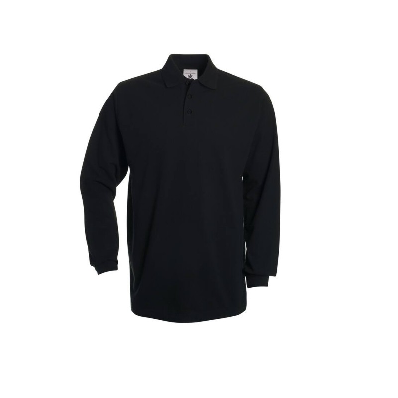 Polo classic manches longues 100% coton Noir
