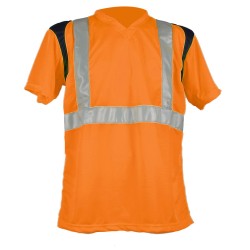 Tee-shirt SUNDRESS Orange et Marine 1 Bande Horizontale & Bretelles