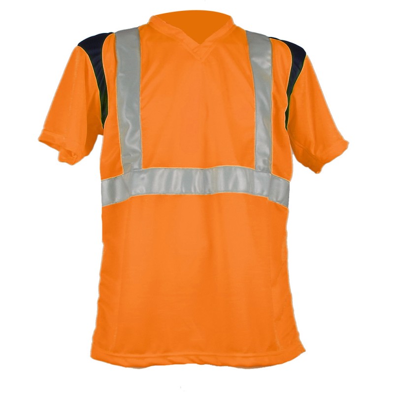 Tee-shirt SUNDRESS Orange et Marine 1 Bande Horizontale & Bretelles