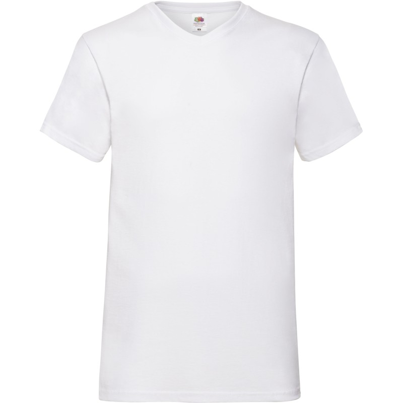 Tee-shirt classic col V manches courtes 100% coton Blanc