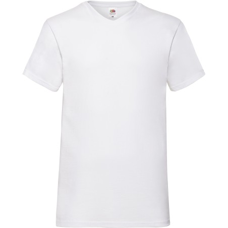 Tee-shirt classic col V manches courtes 100% coton Blanc