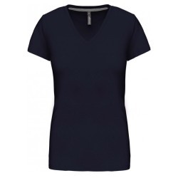 Tee-shirt femme col V manches courtes Coloris Marine