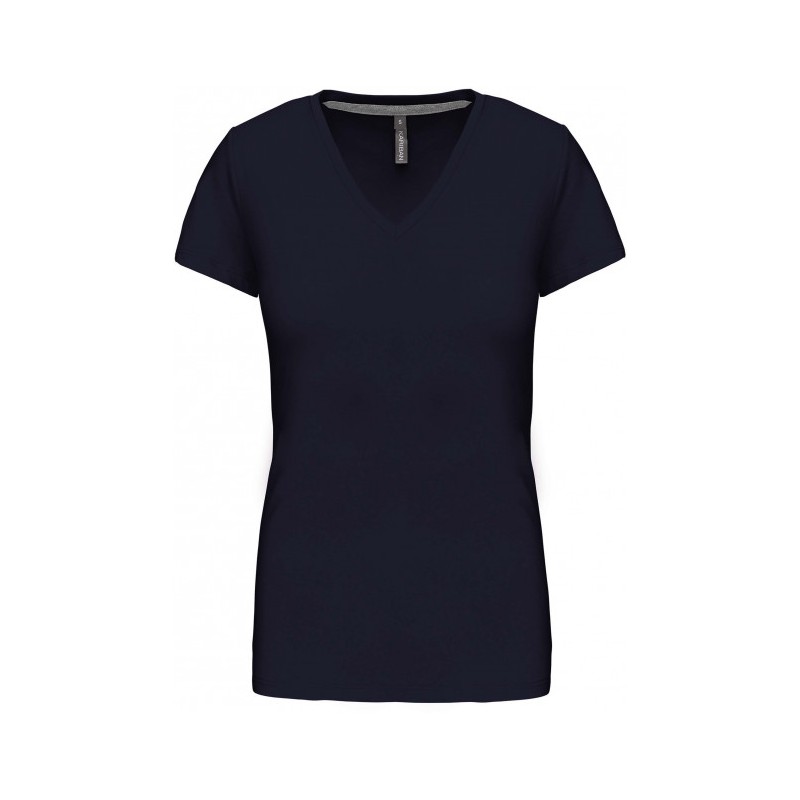 Tee-shirt femme col V manches courtes Coloris Marine