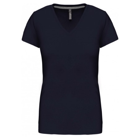 Tee-shirt femme col V manches courtes Coloris Marine
