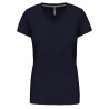 Tee-shirt femme col V manches courtes Coloris Marine