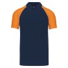 Polo Base Ball manches courtes Bicolore Coloris Marine & Orange